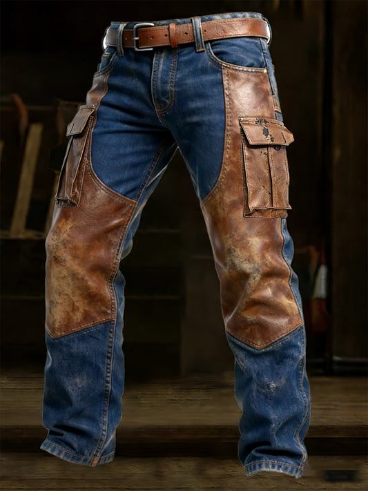 Męskie spodnie robocze retro styl biznesowy na co dzień