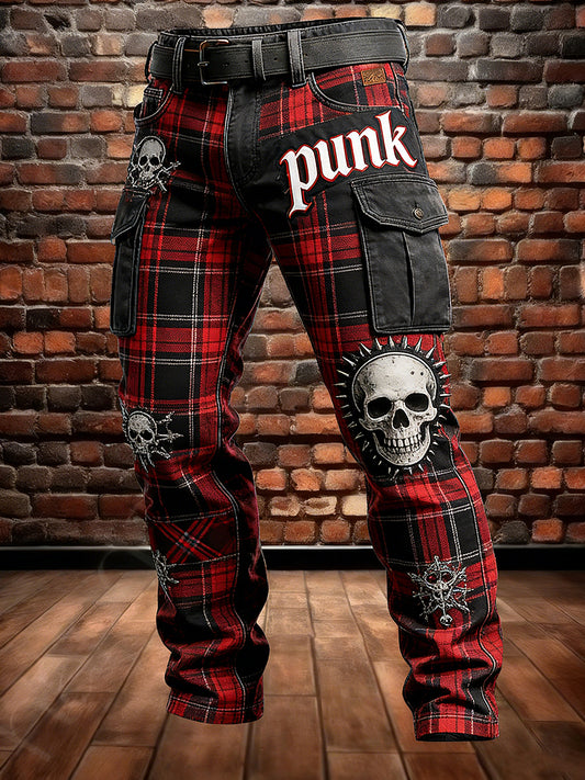Męskie Retro Wakacje Biznesowe Punk Czaszka Nadruk Art Casual Spodnie Robocze