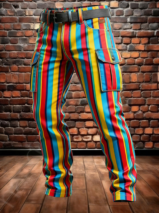 Męskie Retro Wakacje Biznesowe Stripe Nadruk Dorywczo Spodnie Robocze