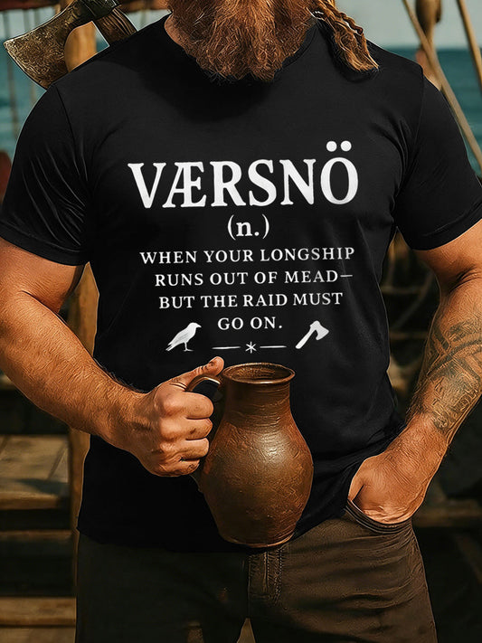 Męski t-shirt wikingowski do picia z krótkimi rękawami