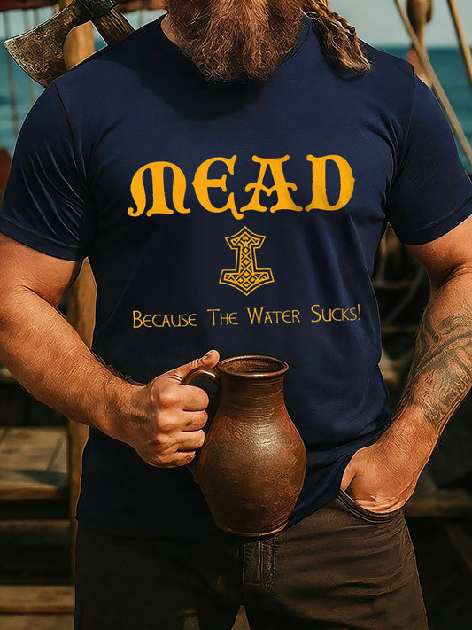 Męski t-shirt wikingowski do picia z krótkimi rękawami