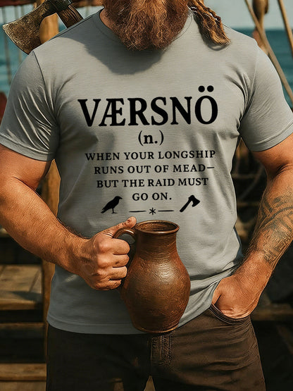 Męski t-shirt wikingowski do picia z krótkimi rękawami