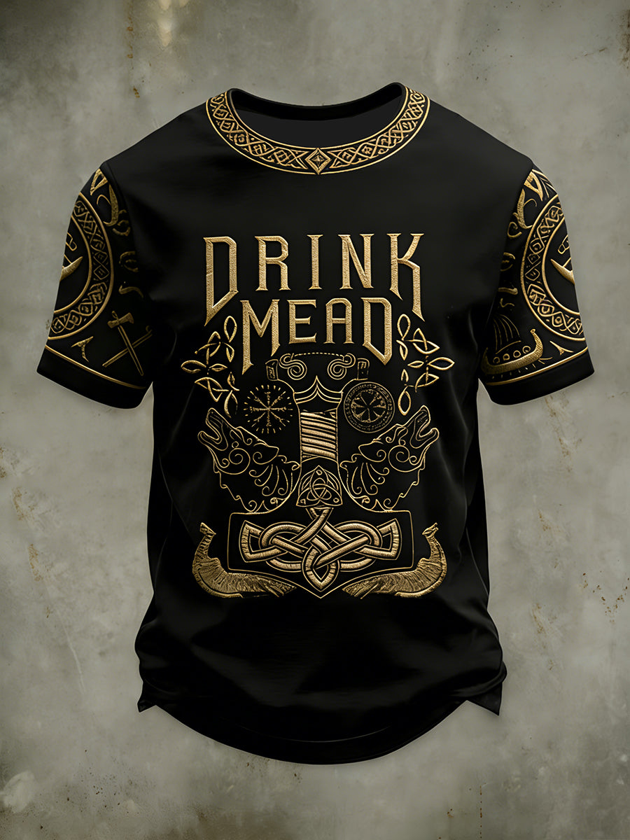 Męska koszulka Viking Drinking z krótkim rękawem