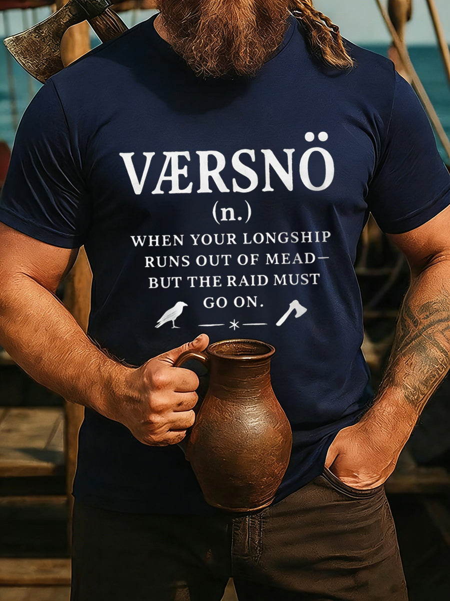 Męski t-shirt wikingowski do picia z krótkimi rękawami