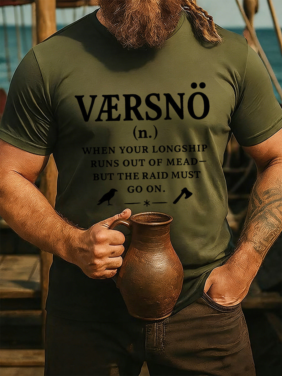 Męski t-shirt wikingowski do picia z krótkimi rękawami