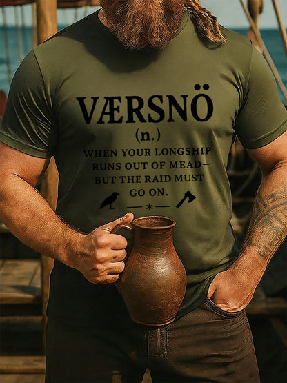 Męski t-shirt wikingowski do picia z krótkimi rękawami