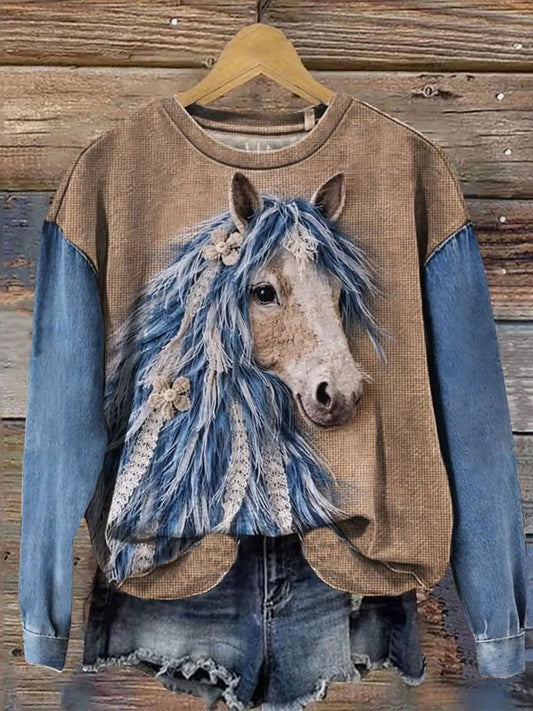 Damska bluza w stylu vintage Horse Art