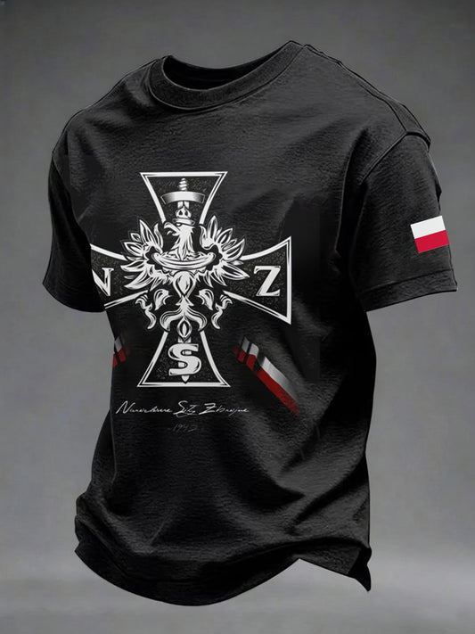 Męska Polska Patriotyczna pamiątkowa koszulka z nadrukiem casual