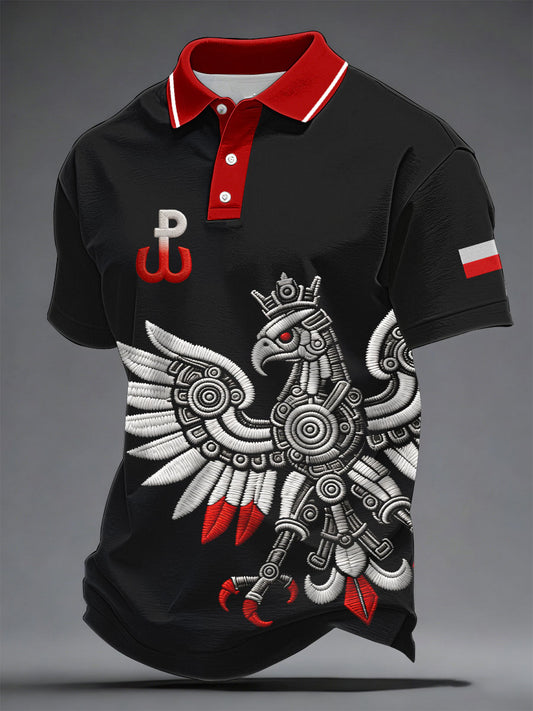 Męska Polska Patriotyczna pamiątkowa koszulka z nadrukiem swobodnym