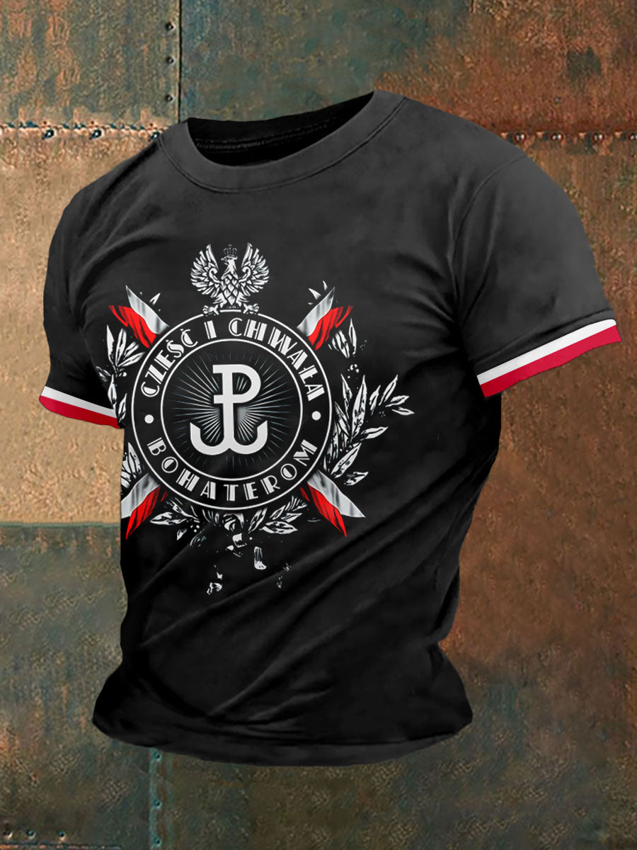 Męska Polska Patriotyczna pamiątkowa koszulka z nadrukiem casual