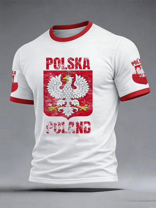 Retro abstrakcyjny polski orzeł sztuka casual T-Shirt