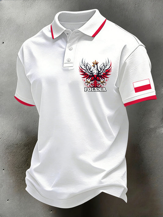 Polo męskie z nadrukiem artystycznym