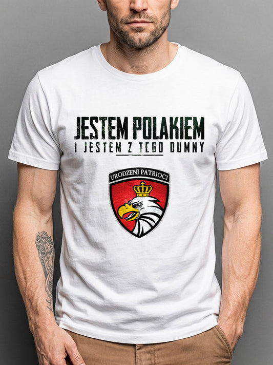 Vintage Polski Orzeł Art Casual 100% Bawełna T-Shirt