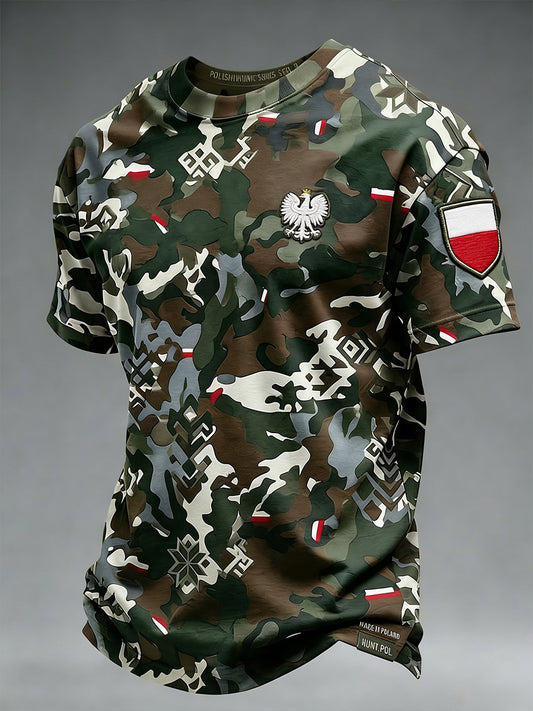 Męski t-shirt z nadrukiem moro