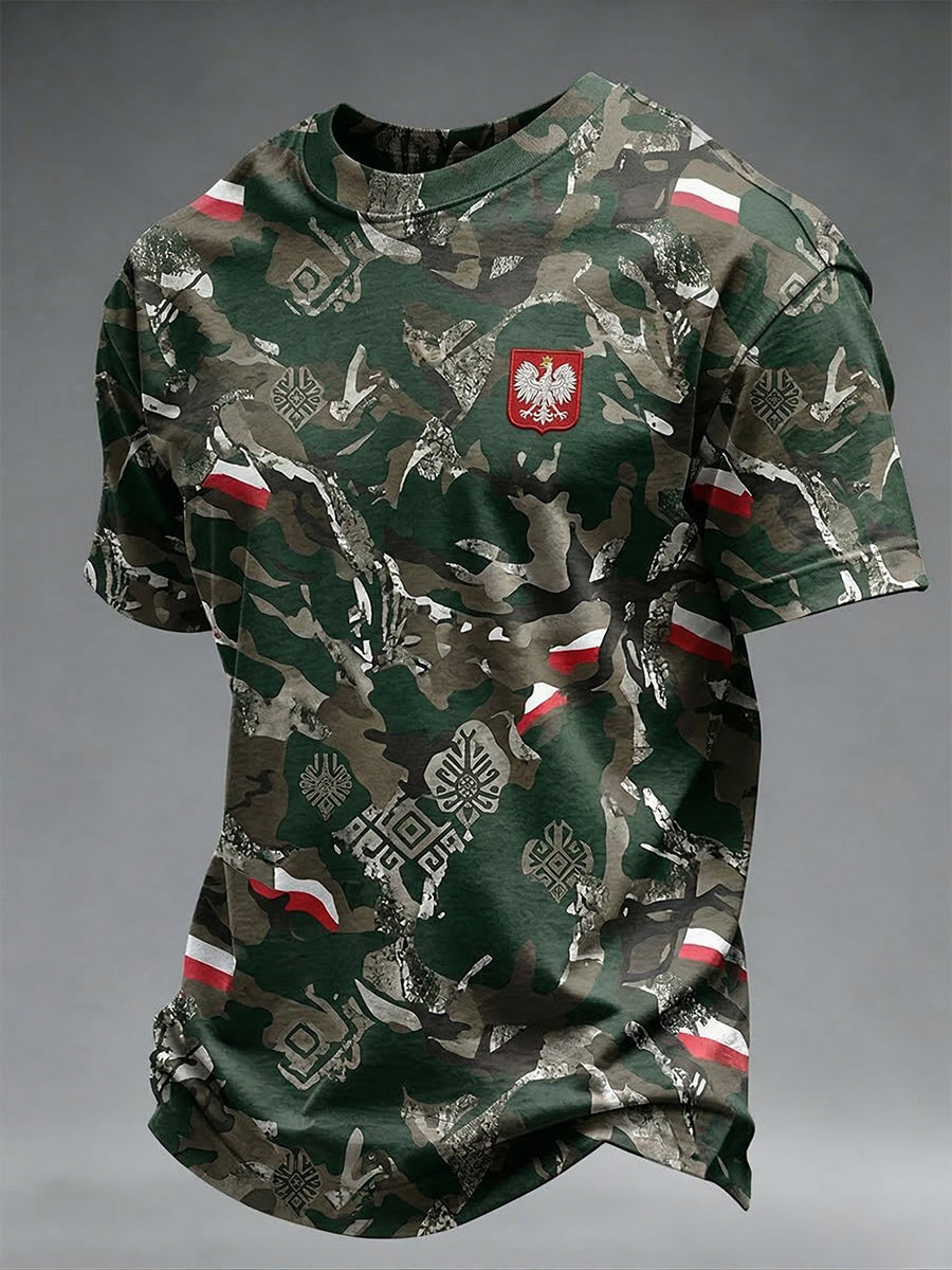 Męski t-shirt z nadrukiem moro
