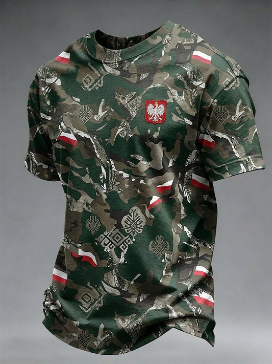 Męski t-shirt z nadrukiem moro