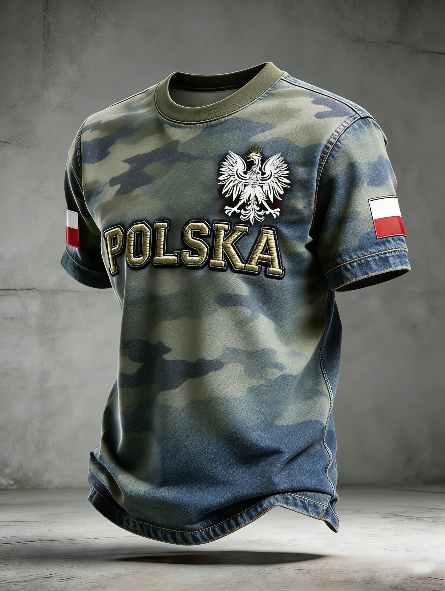 Męska koszulka z nadrukiem w stylu polskim z flagą narodową