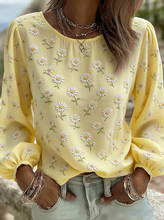Damska koszulka Daisy Art Print Casual