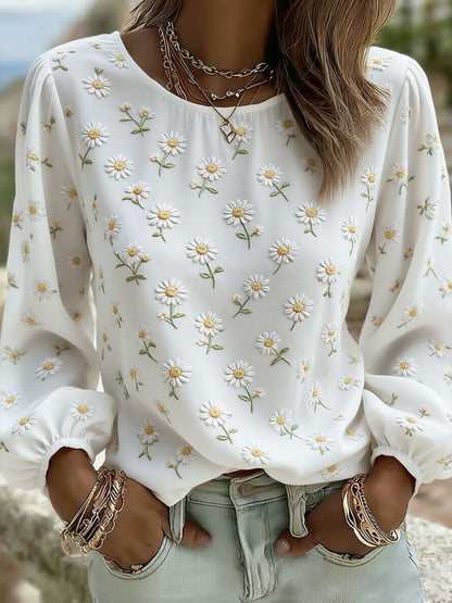 Damska koszulka Daisy Art Print Casual