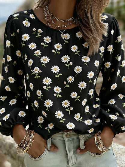 Damska koszulka Daisy Art Print Casual