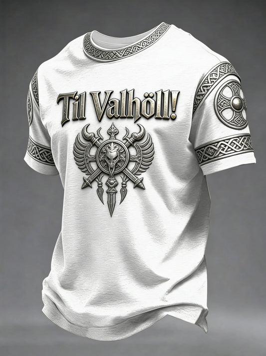 Męski t-shirt w stylu wikingów z nadrukiem Valhalla
