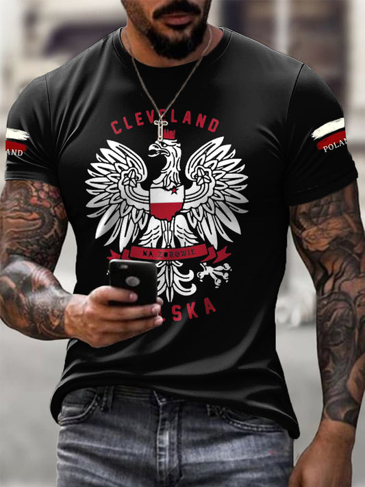 Męskie Retro Polski Orzeł Casual T-Shirt
