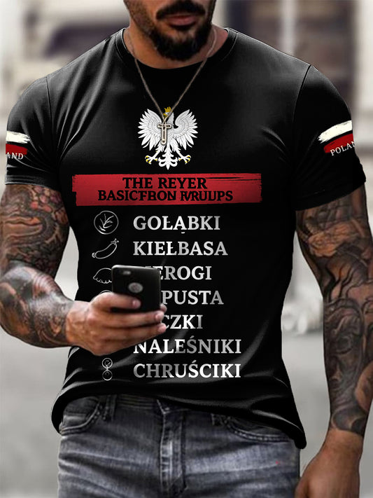 Męski koszulka retro w stylu polskim, na co dzień