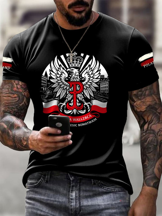 Męski koszulka retro polski patriotyczny na co dzień