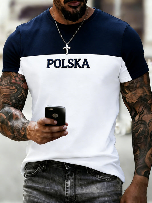 Męska polska sztuka kamuflażu-koszulka z nadrukiem patchworku