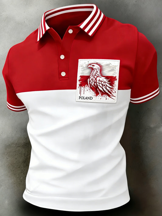 Męski polo z polskim nadrukiem w stylu kamuflażowym