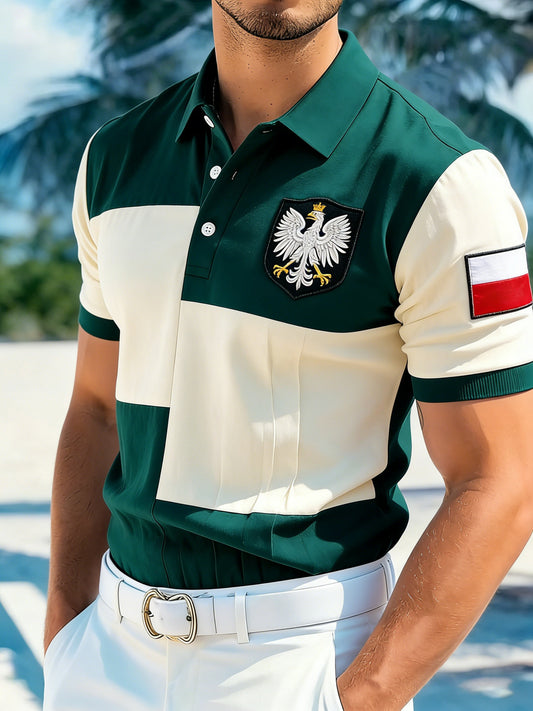 Męski polo z polskim nadrukiem w stylu kamuflażowym