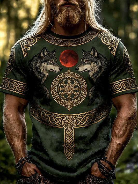 Męski t-shirt z nadrukiem w stylu wikingów