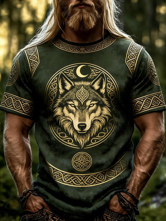 Męski t-shirt z nadrukiem w stylu wikingów