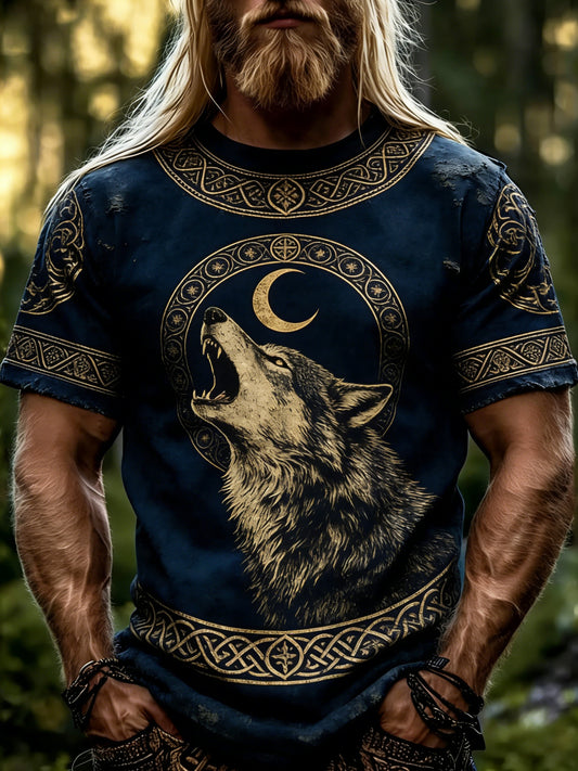 Męski t-shirt z nadrukiem w stylu wikingów