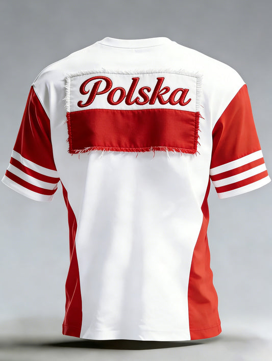 Męski polski koszulka z nadrukiem artystycznym w stylu wojskowym z kamuflażem