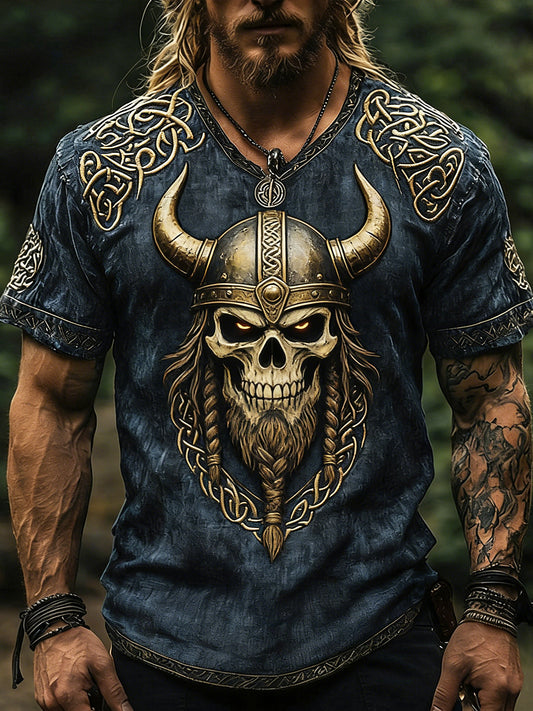 Viking Art Printed Vintage Fashion Luźna koszulka z krótkim rękawem