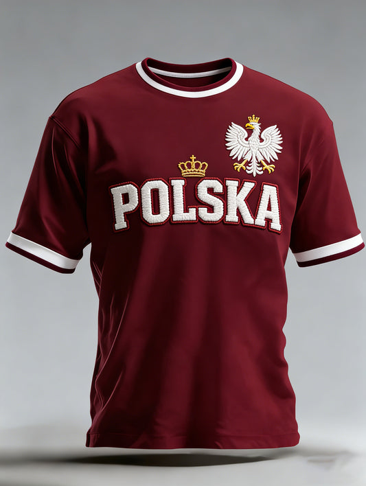 Męska koszulka z nadrukiem National Bird z polską flagą