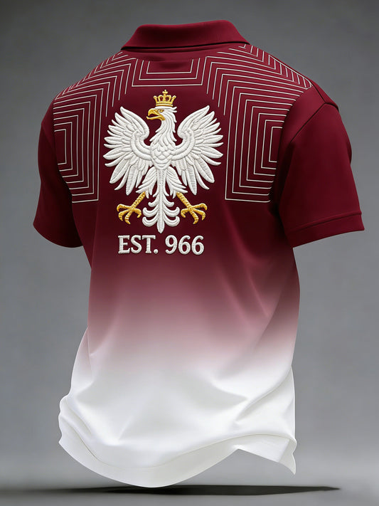 Męski koszulka polo z motywem flagi polskiej i nadrukiem narodowego ptaka