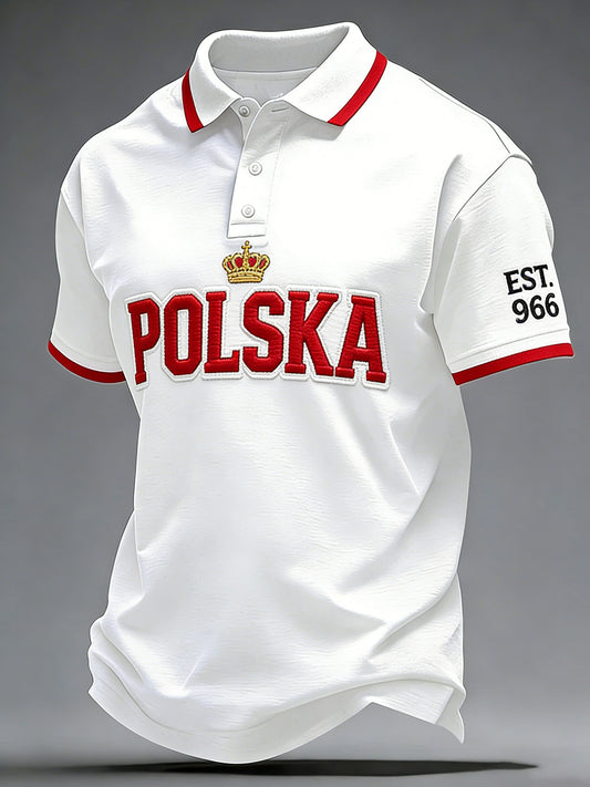 Męski koszulka polo z motywem flagi polskiej i nadrukiem narodowego ptaka