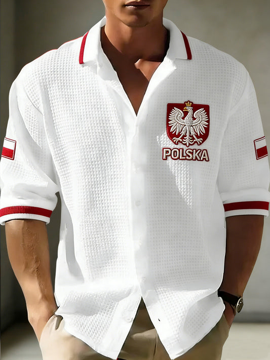 Męska koszula z polskim godłem w stylu vintage