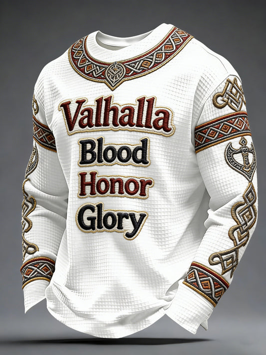 Męski top w paski w stylu wikingów Valhalla