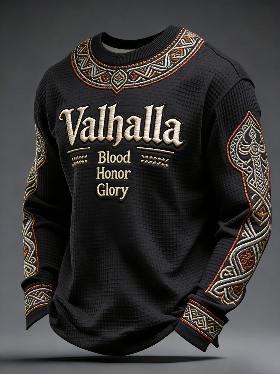 Męski top w paski w stylu wikingów Valhalla