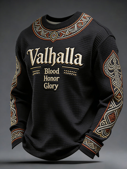 Męski top w paski w stylu wikingów Valhalla