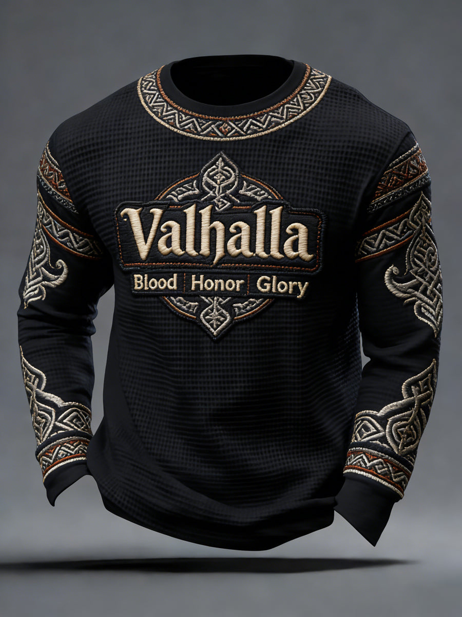 Męski top w paski w stylu wikingów Valhalla