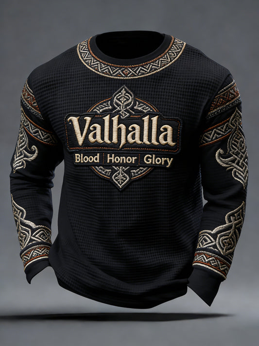 Męski top w paski w stylu wikingów Valhalla