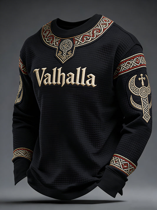 Męski top w paski w stylu wikingów Valhalla