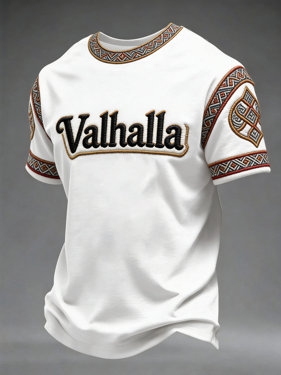 Męski t-shirt w stylu wikingów z nadrukiem Valhalla