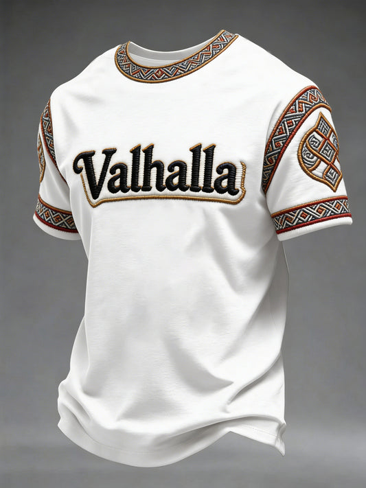 Męski t-shirt w stylu wikingów z nadrukiem Valhalla