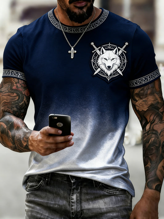 Męski t-shirt z artystycznym nadrukiem w stylu polskiego czarodzieja „Magiczny Świat”