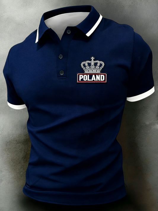 Męski casualowy polo w kamuflażu w kolorystyce z flagą Polski